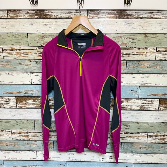 Women’s Marmot Quarter Zip Fuchshia Pullover Long Sleeve Base Layer Size XL - Picture 1 of 11